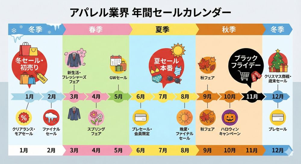 アパレルのセール時期はいつからいつまで？年間のスケジュールと販売員 